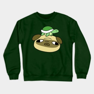 Pug Face and Little Turtle Crewneck Sweatshirt